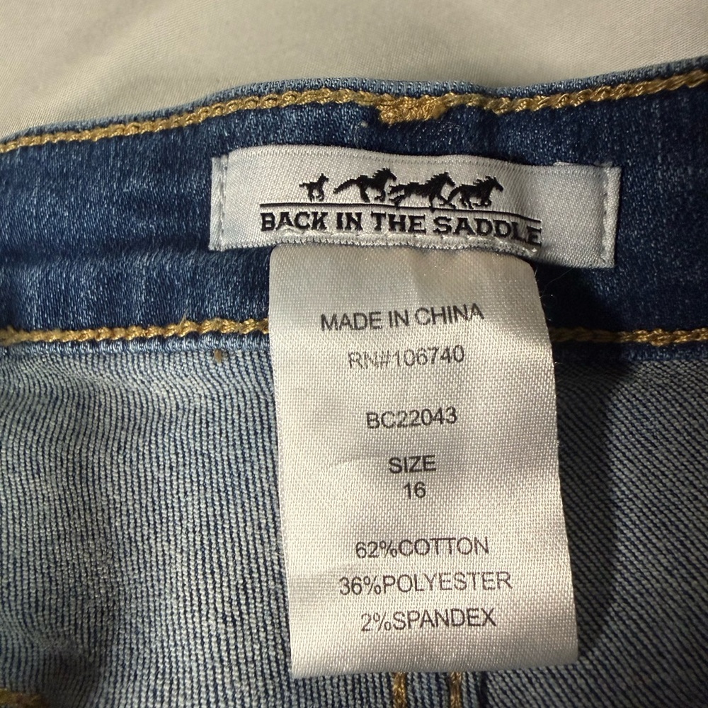 Back in the Saddle Size 16 Stretch Jeans Floral Embroidered Cuff - Picture 11 of 13